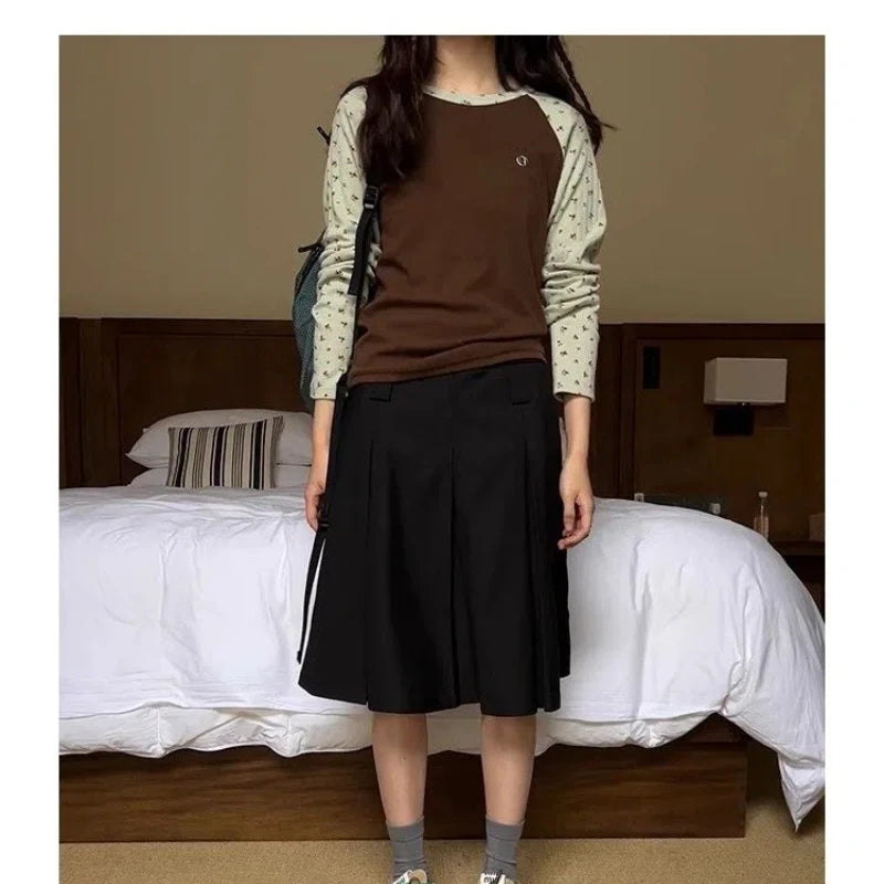 Spring Autumn New Fashion Round Neck Long Sleeve T-Shirts Women's Clothing Patchwork Floral Casual Loose Simplicity Trend Tops
