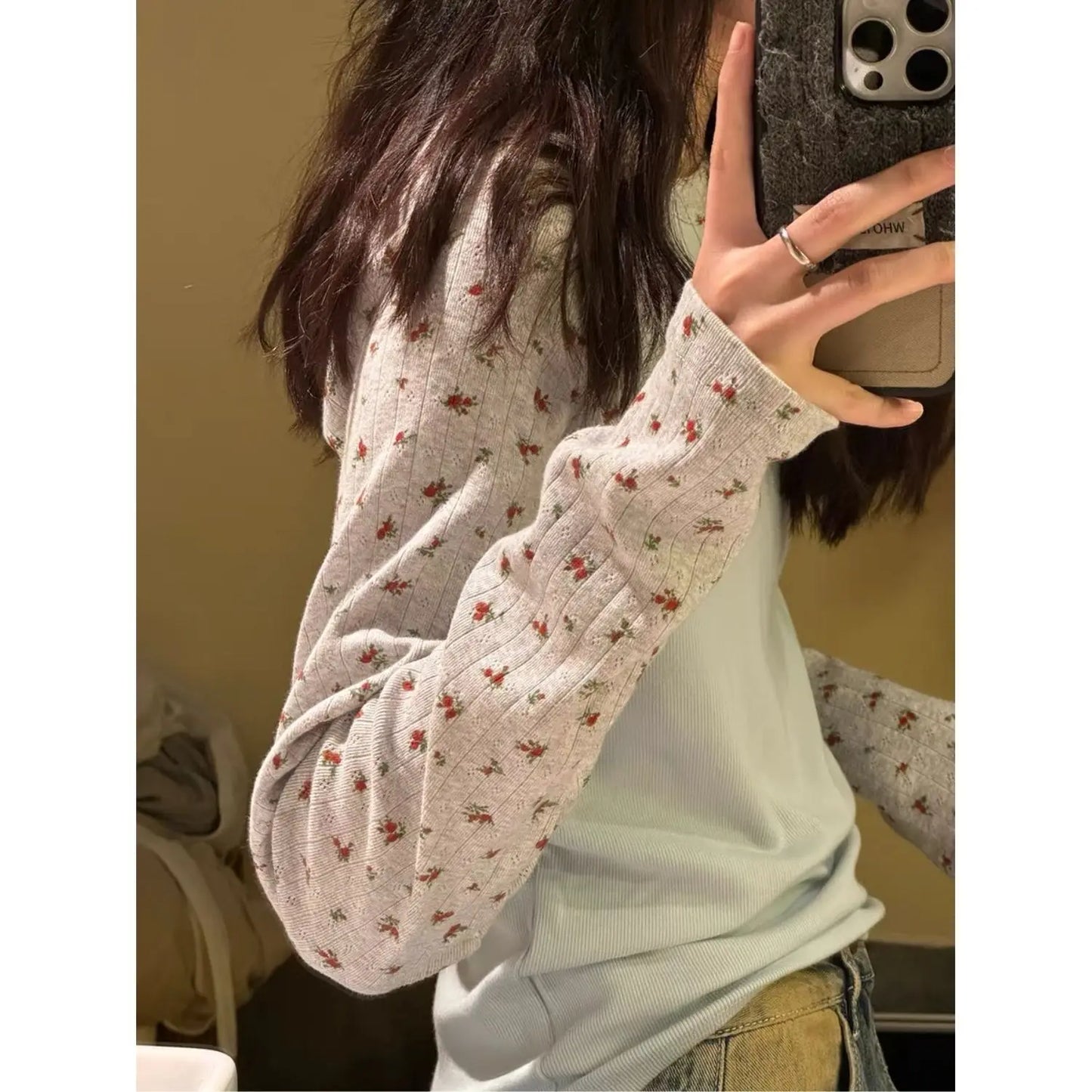 Spring Autumn New Fashion Round Neck Long Sleeve T-Shirts Women's Clothing Patchwork Floral Casual Loose Simplicity Trend Tops