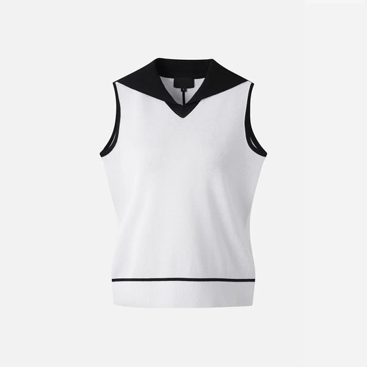 Golf Clothing Women's Sleeveless Knitted Sweater Ice Silk Thin Version 2025 Summer Sports Breathable Slim Fit Top